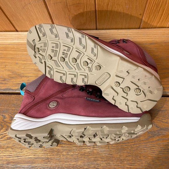 TIMBERLAND WOMEN'S WHITE LEDGE WATERPROOF MID HIKER DARK RED FULL GRAIN A5P2B - Picture 8 of 11